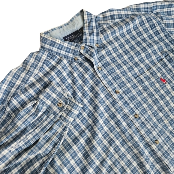 Polo Ralph Lauren Mens L/S Button Down Blue White Plaid Sz Large - Picture 1 of 8